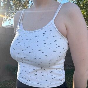 Brandy Melville white and blue Floral Camisole